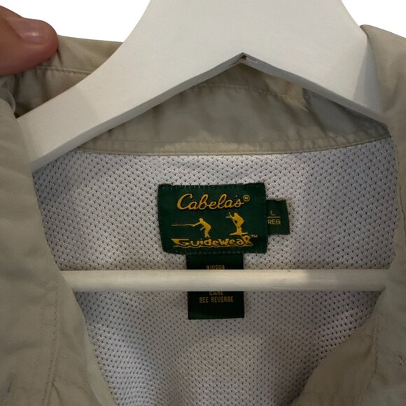 Cabela's Guidewear Fishing Shirt Large Tan Vented Nylon Outdoor Long Sleeve - Picture 3 of 7